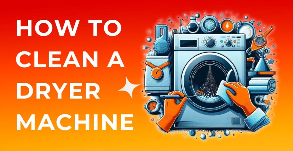 Clean and well-maintained dryer machine with hands wearing safety gloves, emphasizing the importance of regular maintenance for optimal performance and safety.