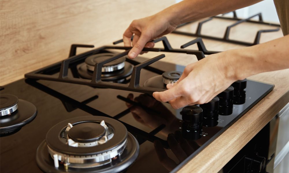 installation gas stove grill after cleaning in kit