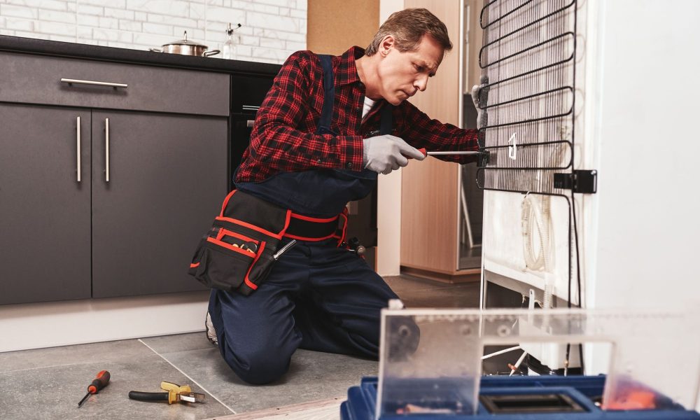 refrigerator installation senior male technic